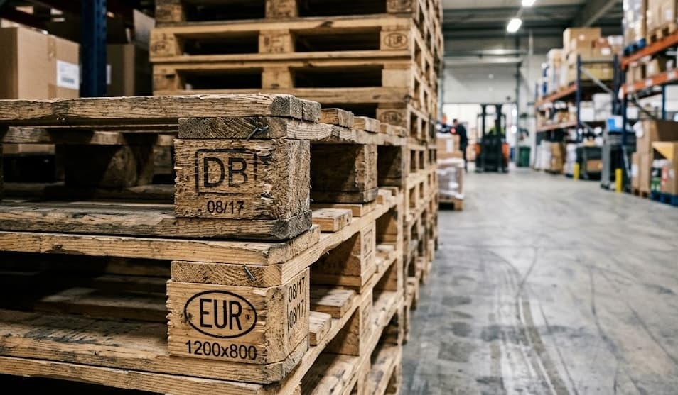 Truck loaded with pallets for delivery